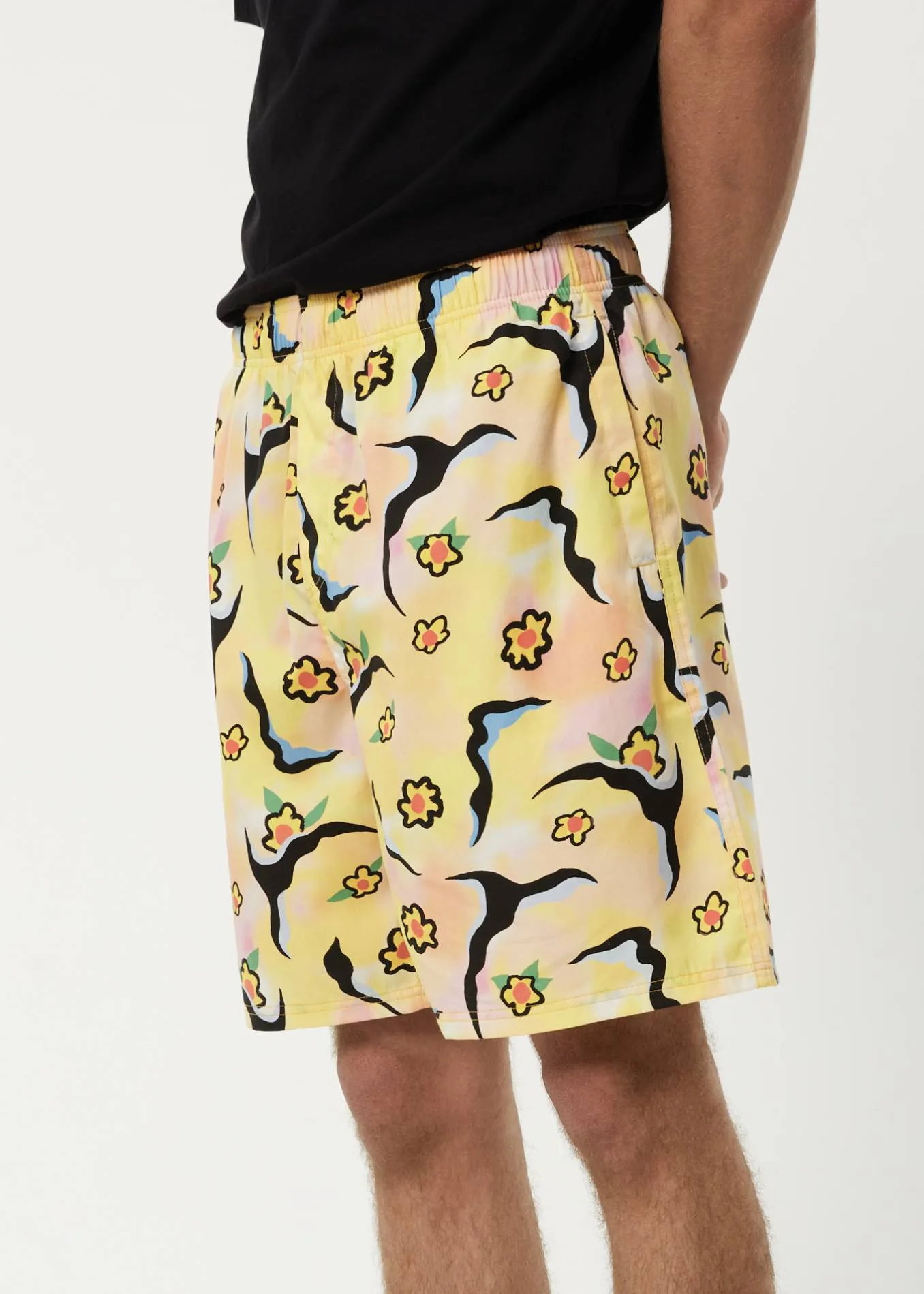 AFENDS Mens Flowers - Elastic Waist Shorts - Multi