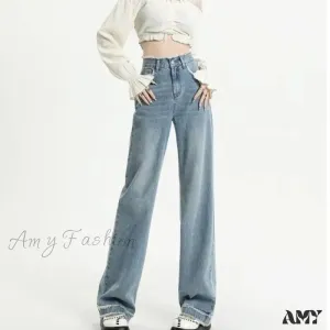 Amy Fashion - Summer Light Straight Artistic Washable Lazy Buttons Versatile New Women's Jean