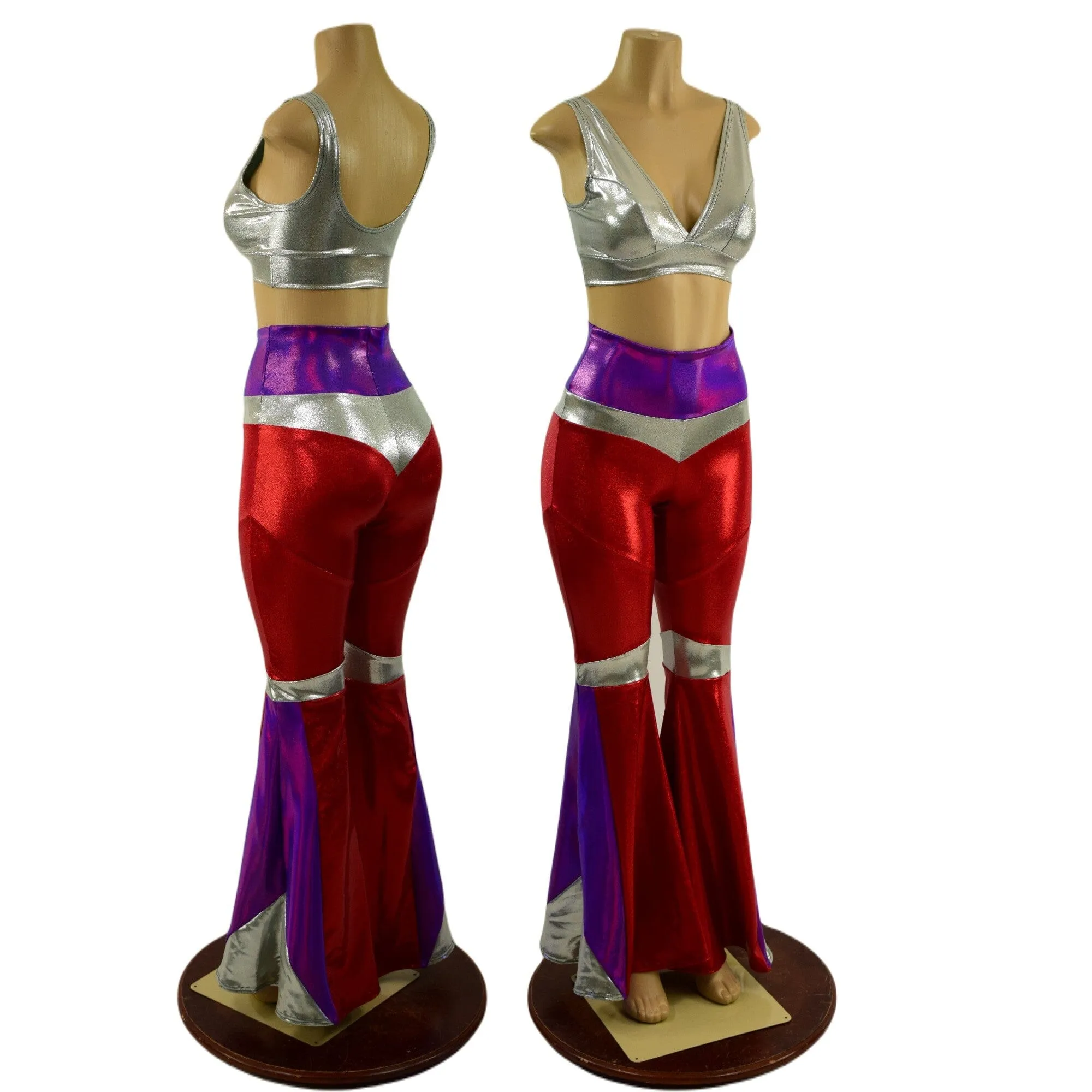 Aquarius Solar Flares and Starlette Bralette in Red, Grape and Platinum