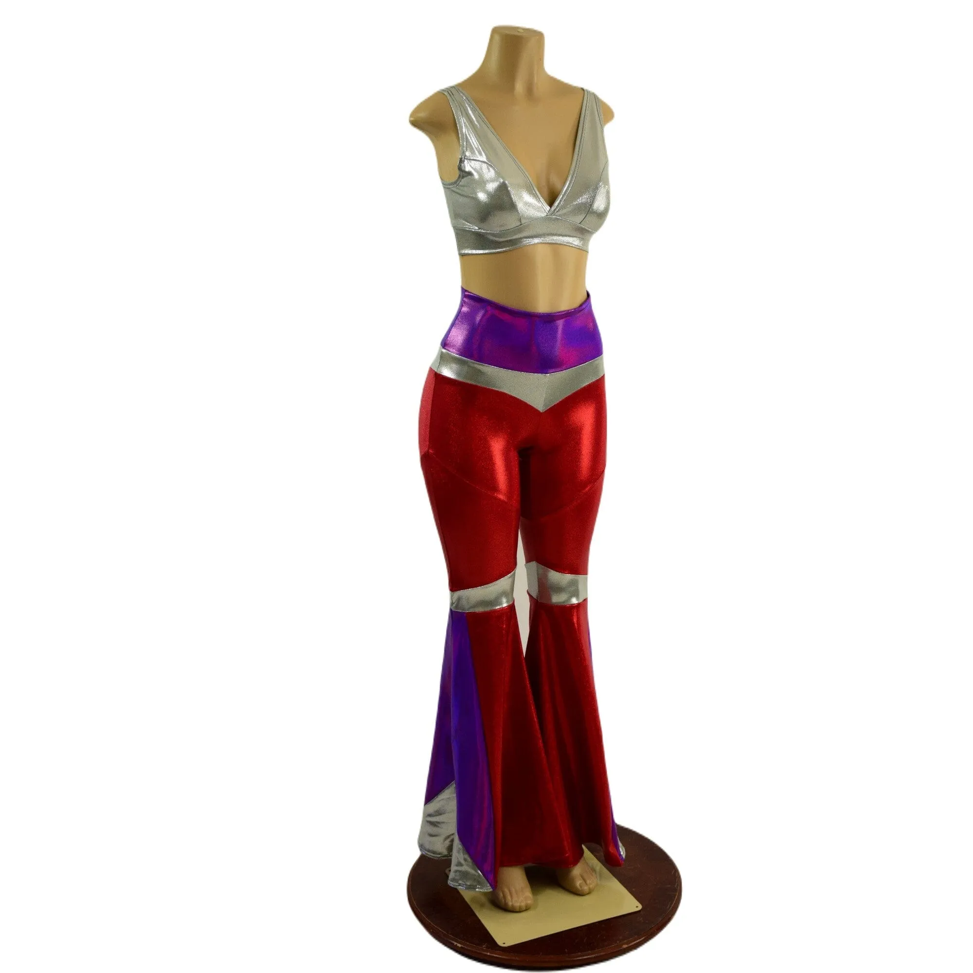 Aquarius Solar Flares and Starlette Bralette in Red, Grape and Platinum