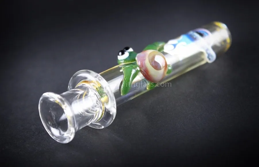 Chameleon Glass Pond Life Chillum Hand Pipe - Baby Turtle