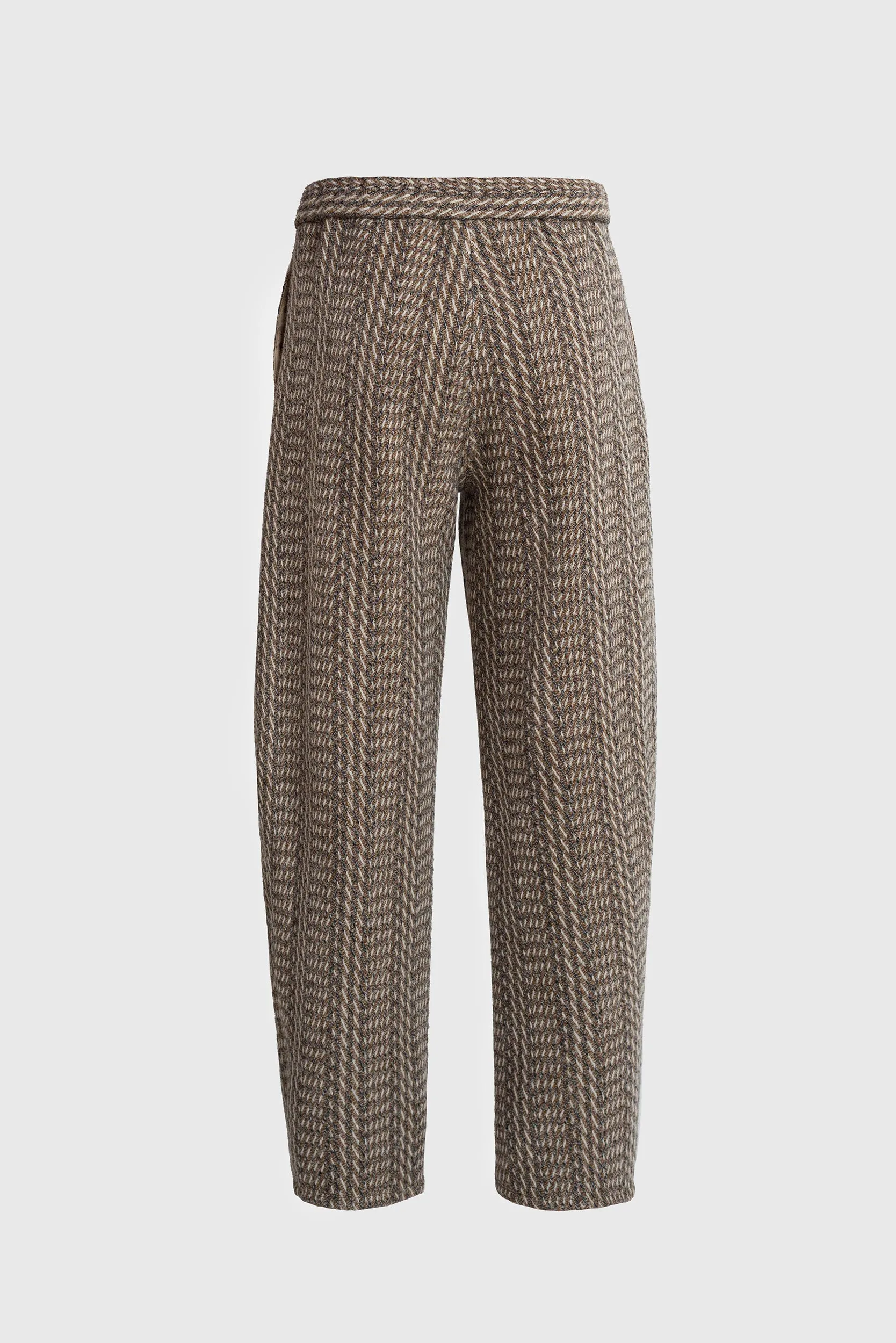 Earth-Tone Herringbone Pants - Men's