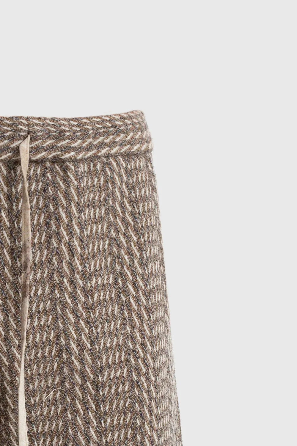 Earth-Tone Herringbone Pants - Men's