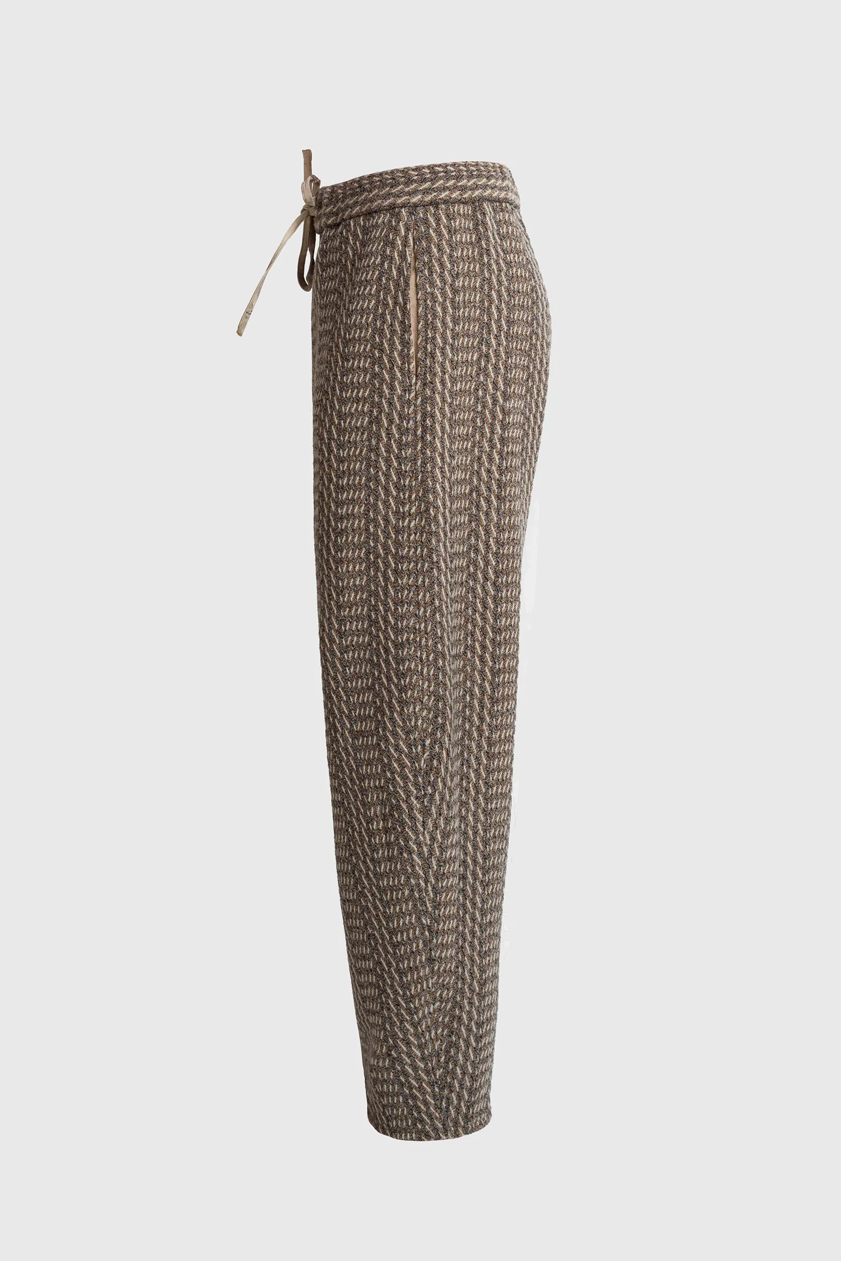 Earth-Tone Herringbone Pants