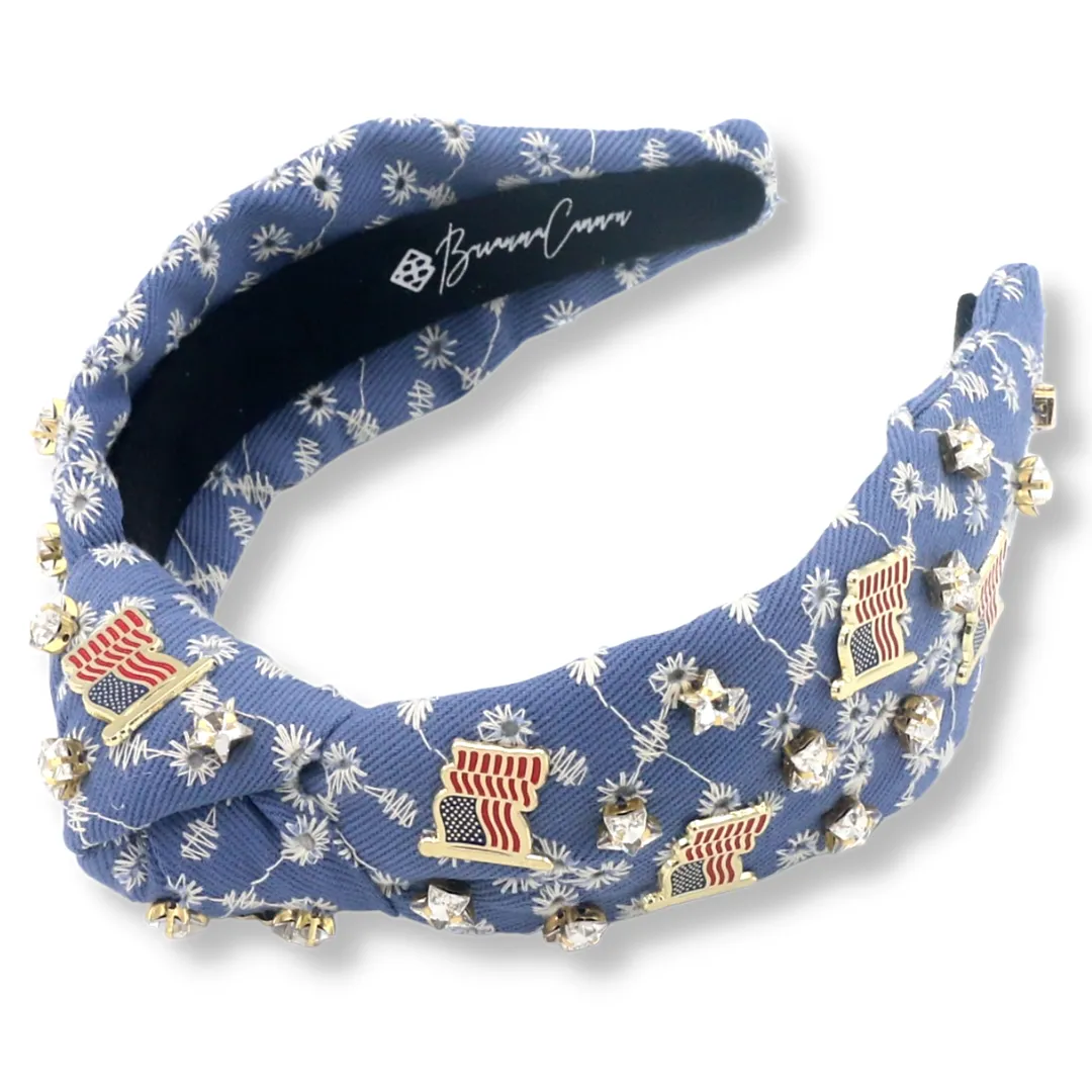 Flags & Stars Denim Eyelet Headband