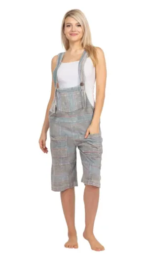 Grunge Patchwork Shortalls Grey