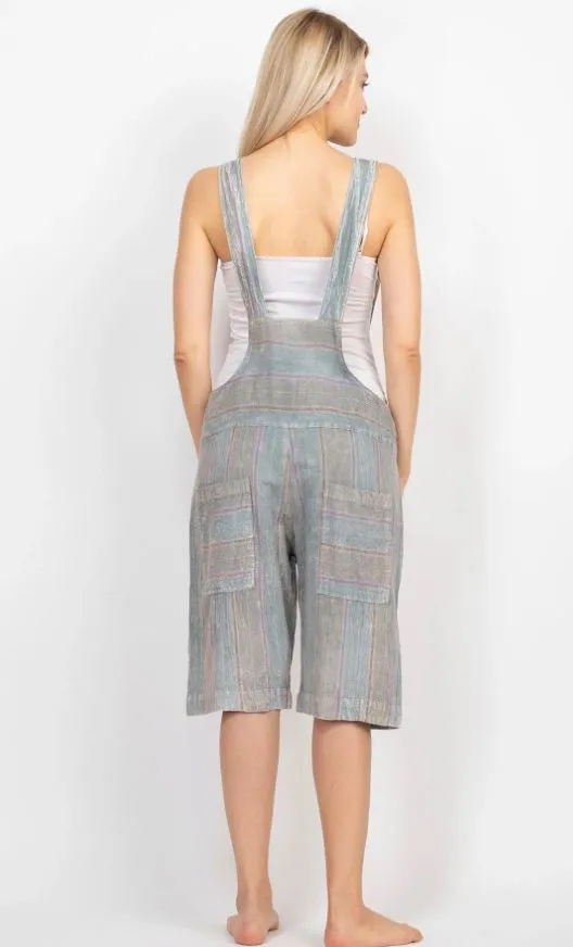 Grunge Patchwork Shortalls Grey