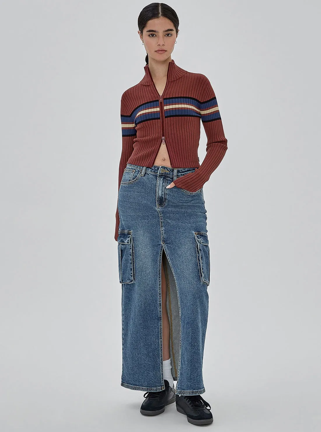 Guess Originals Front Split Maxi Denim Skirt