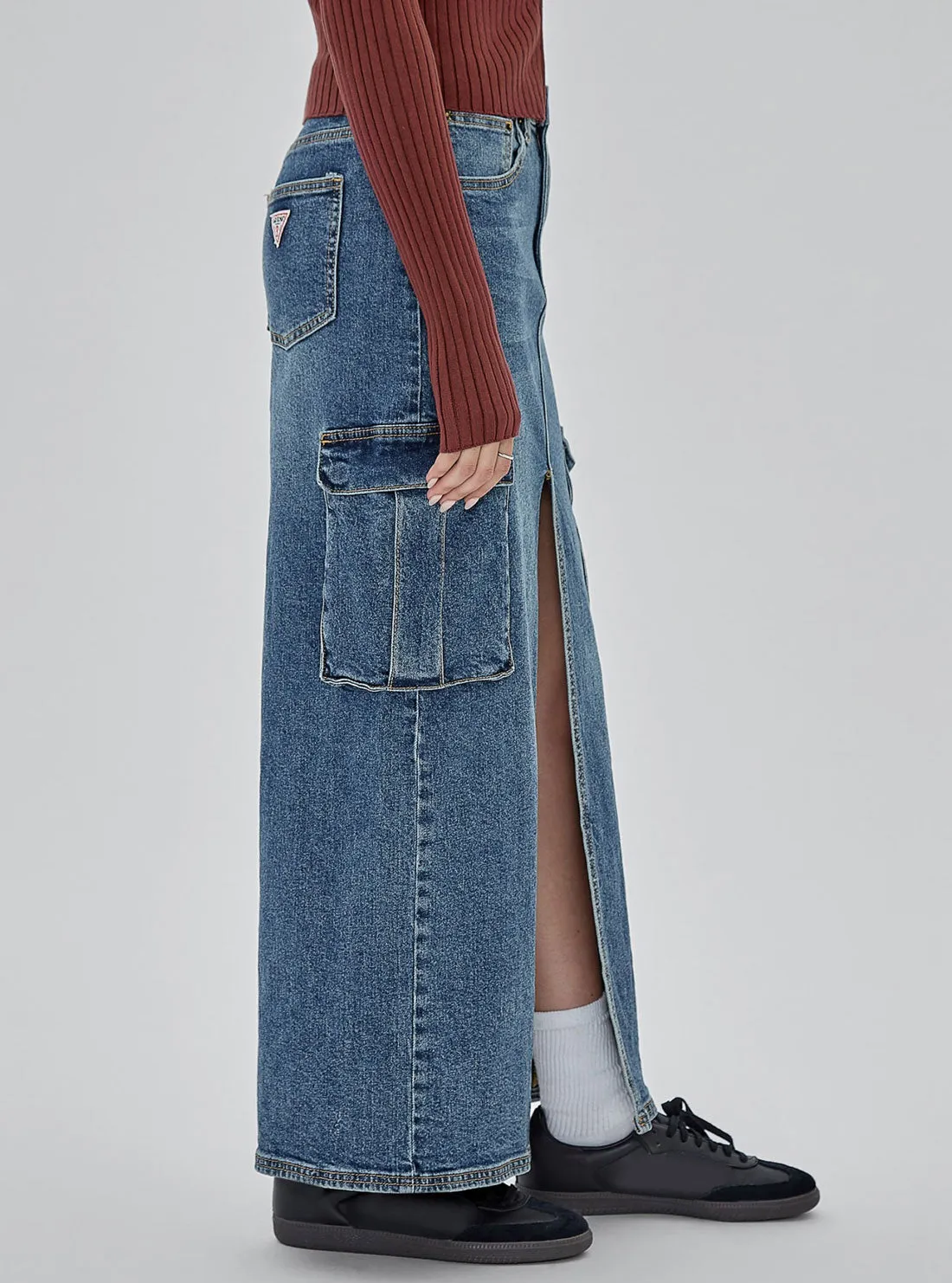 Guess Originals Front Split Maxi Denim Skirt