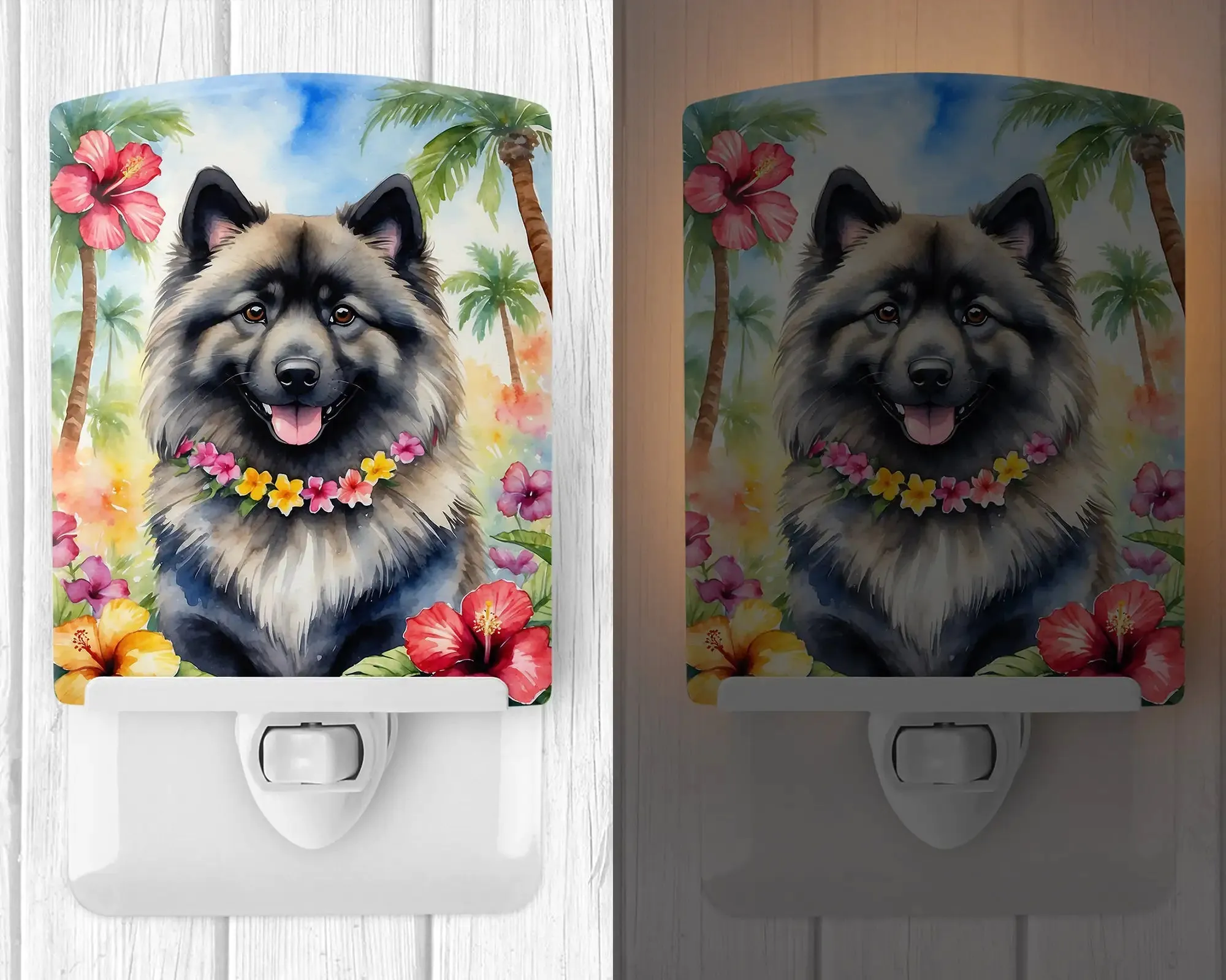 Keeshond Luau Ceramic Night Light