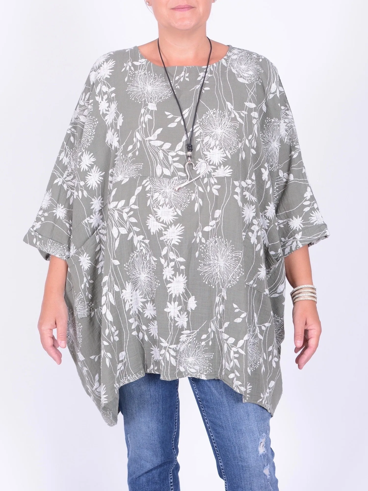 Lagenlook Oversized Cotton Tunic - 10077 FLORAL