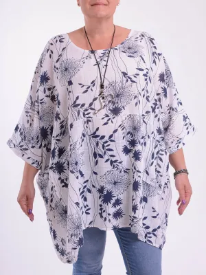 Lagenlook Oversized Cotton Tunic - 10077 FLORAL