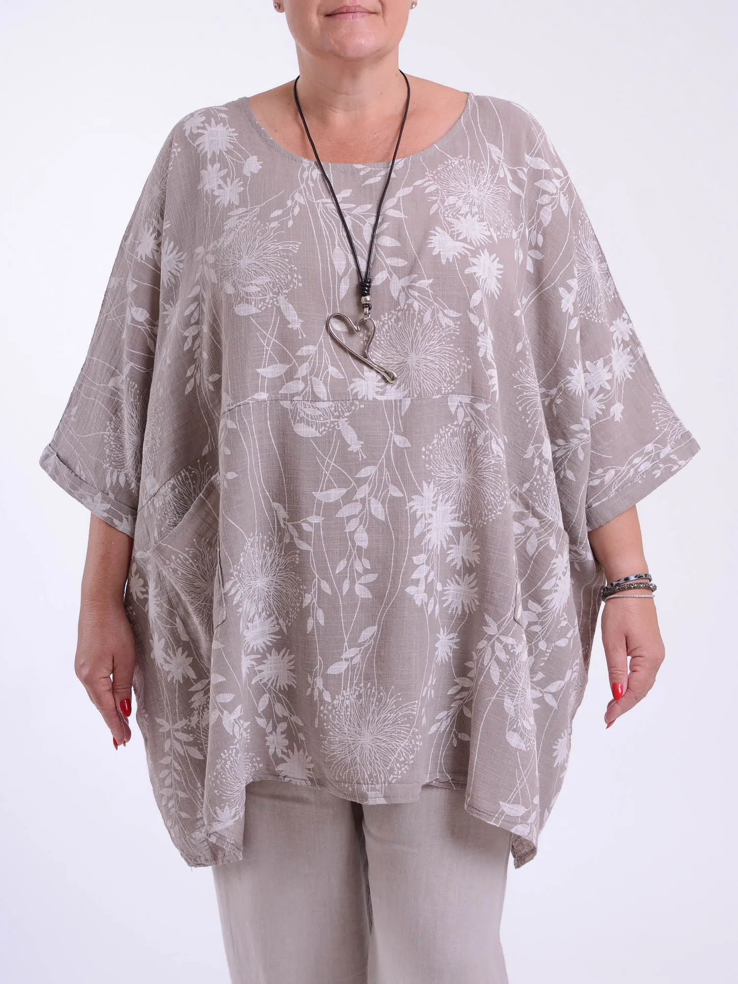 Lagenlook Oversized Cotton Tunic - 10077 FLORAL