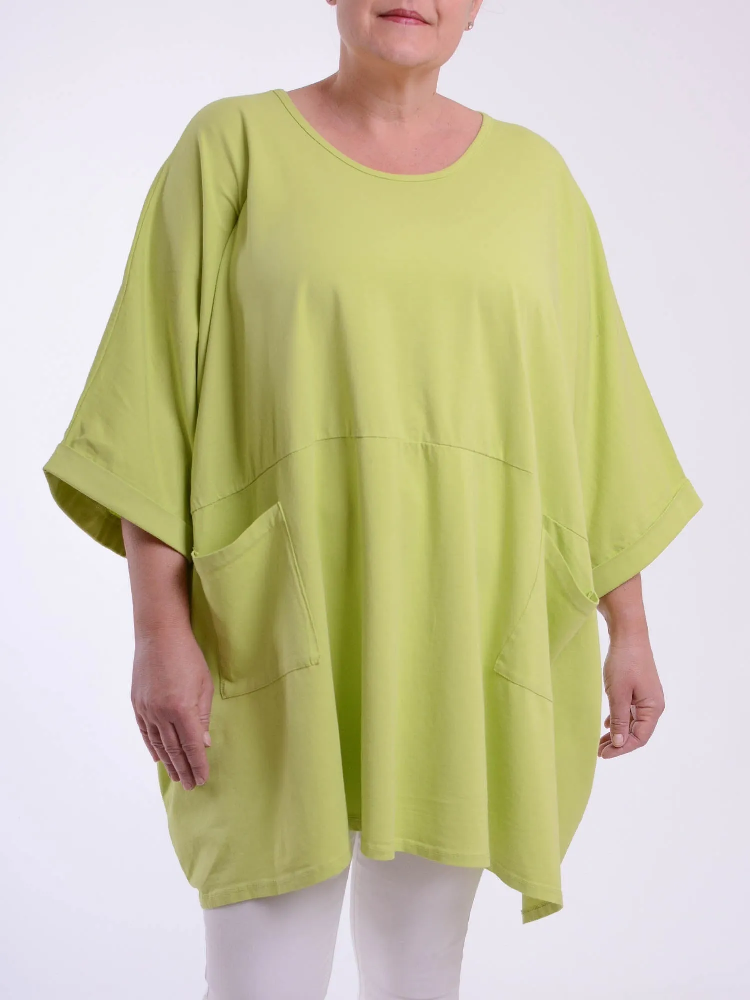 Lagenlook Oversized Jersey Cotton Tunic -10077C PLAIN