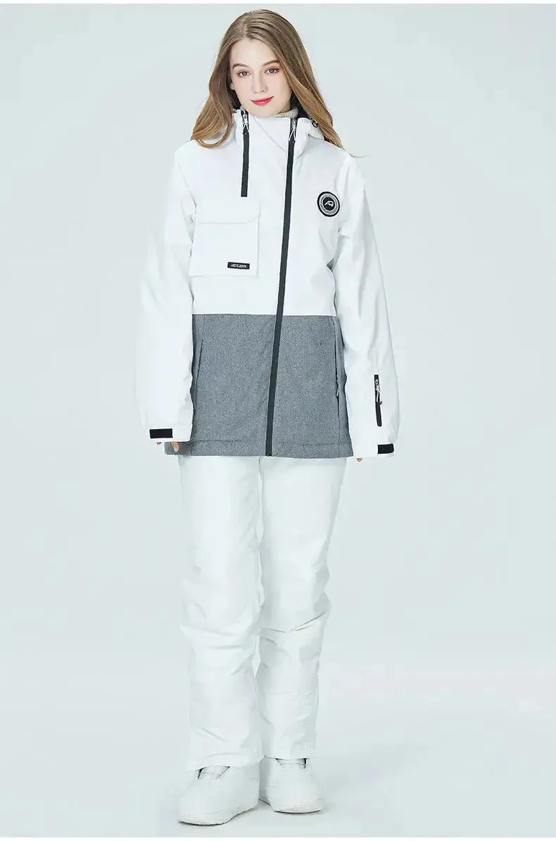 Letter Printed  Ski Jacket and Bib Pants for Women