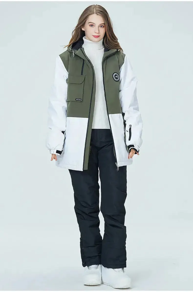 Letter Printed  Ski Jacket and Bib Pants for Women