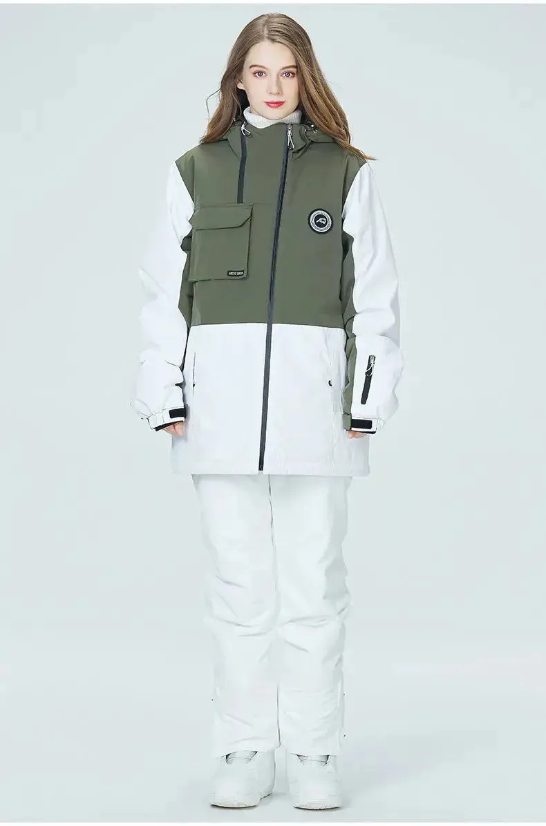 Letter Printed  Ski Jacket and Bib Pants for Women