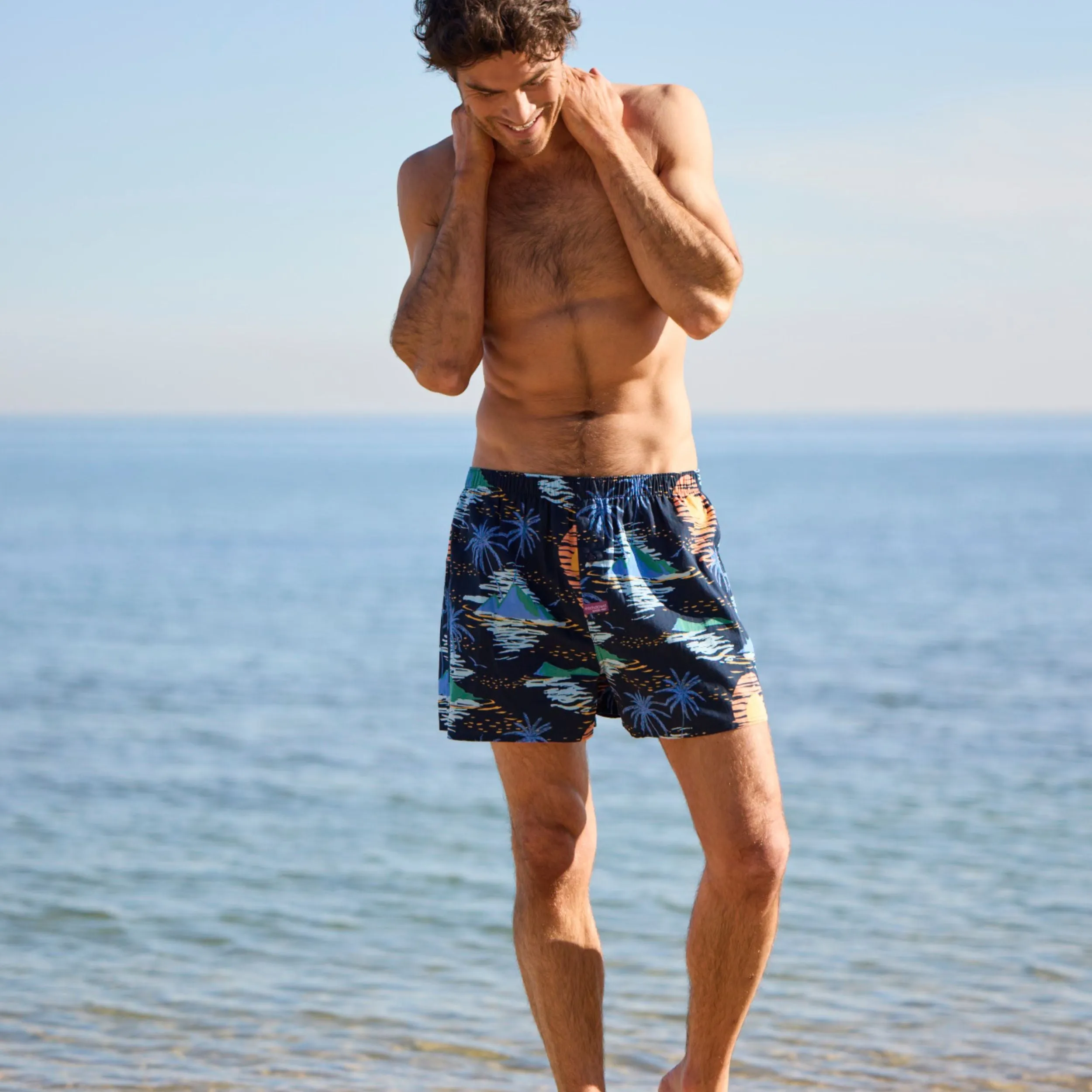 Men's Setting Sun Cotton Boxer Shorts - Denim