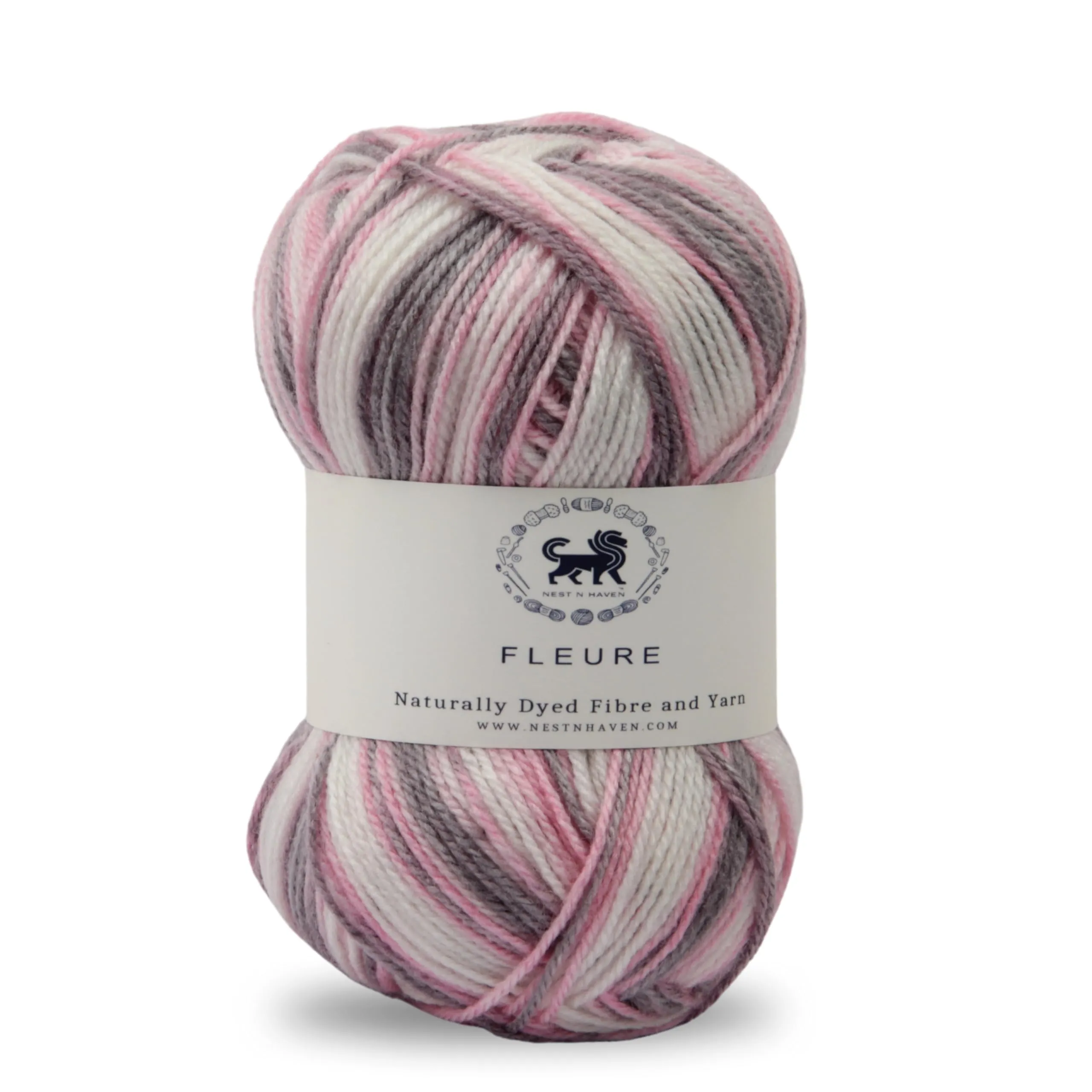 Nestnhaven Acrowools Fleure Hand Knitting and Crochet Yarn. Pack of 1 Ball - 100gms. Shade no - NNHF005 (Pink, White, Gey)