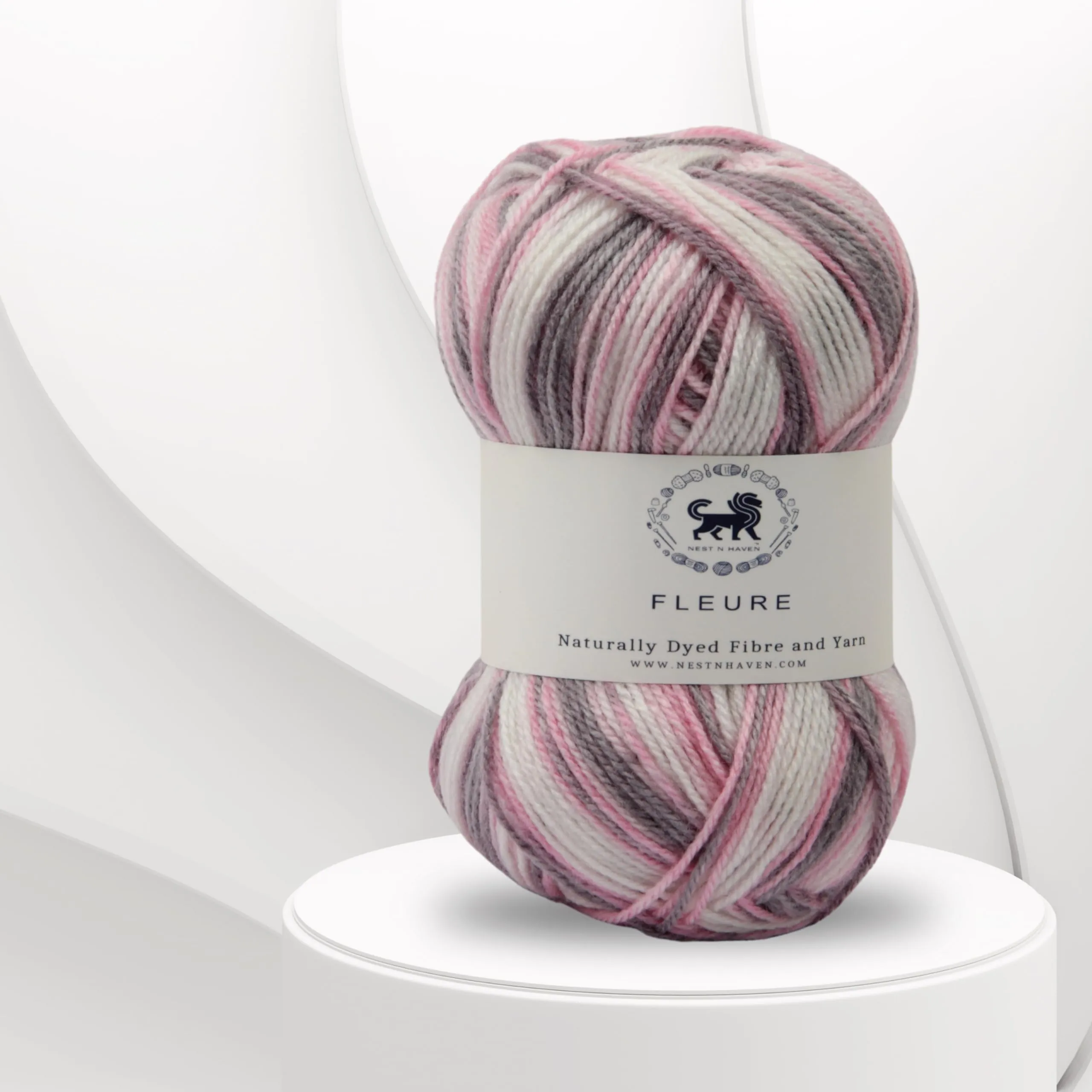 Nestnhaven Acrowools Fleure Hand Knitting and Crochet Yarn. Pack of 1 Ball - 100gms. Shade no - NNHF005 (Pink, White, Gey)