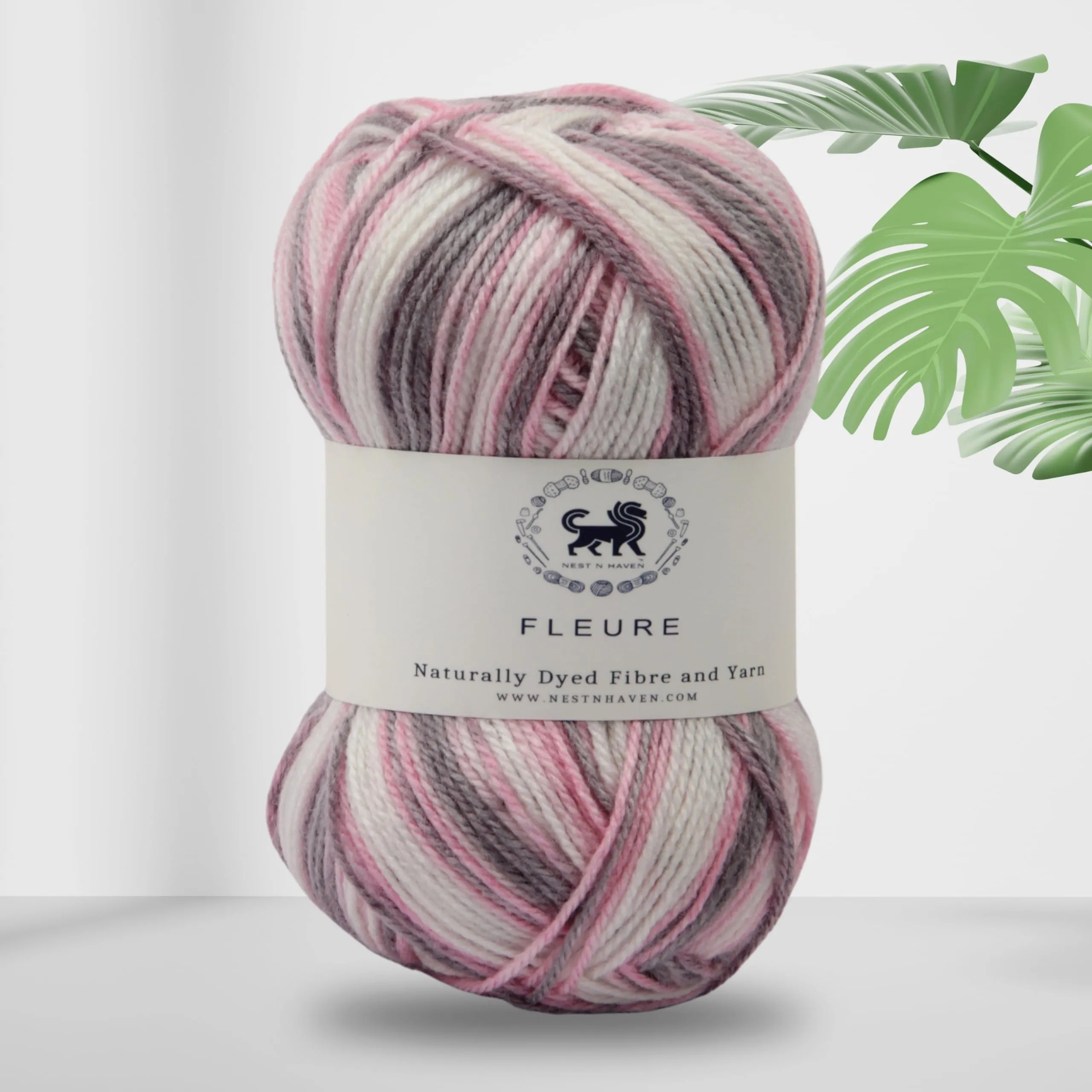 Nestnhaven Acrowools Fleure Hand Knitting and Crochet Yarn. Pack of 1 Ball - 100gms. Shade no - NNHF005 (Pink, White, Gey)