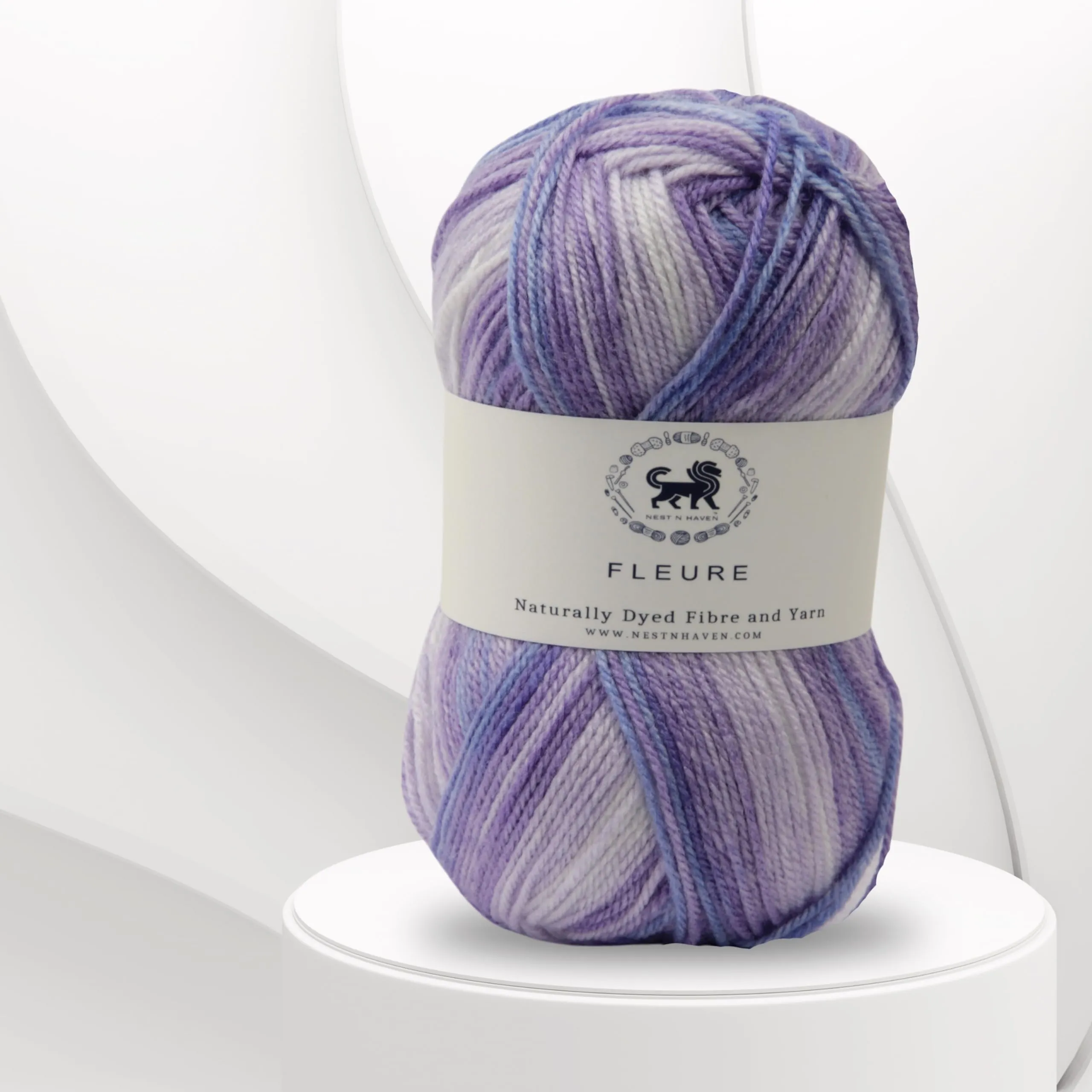 Nestnhaven Acrowools Fleure Hand Knitting and Crochet Yarn. Pack of 1 Ball - 100gms. Shade no - NNHF009, Purple , white