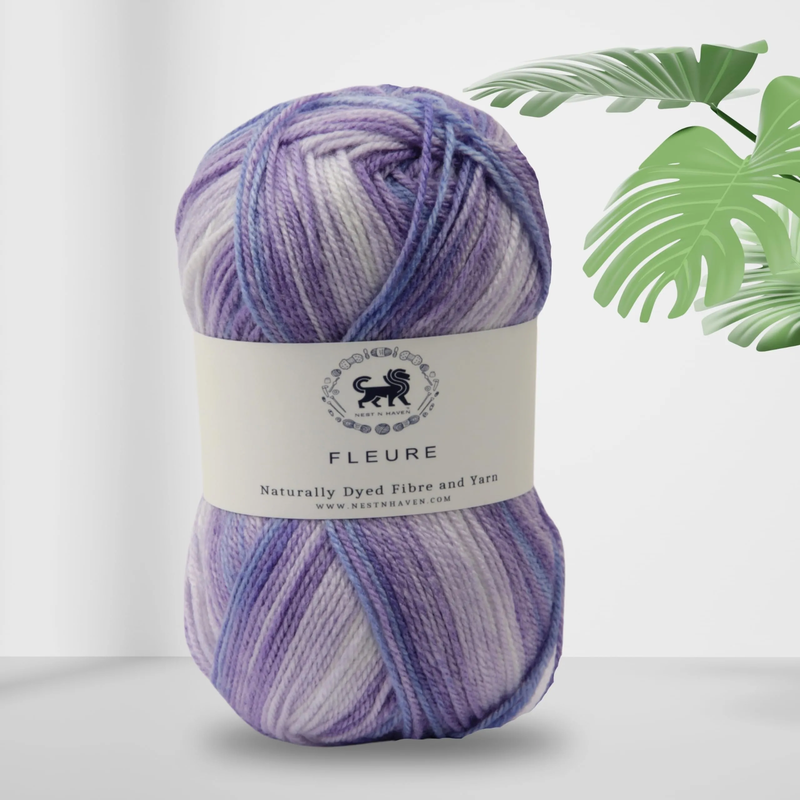 Nestnhaven Acrowools Fleure Hand Knitting and Crochet Yarn. Pack of 1 Ball - 100gms. Shade no - NNHF009, Purple , white