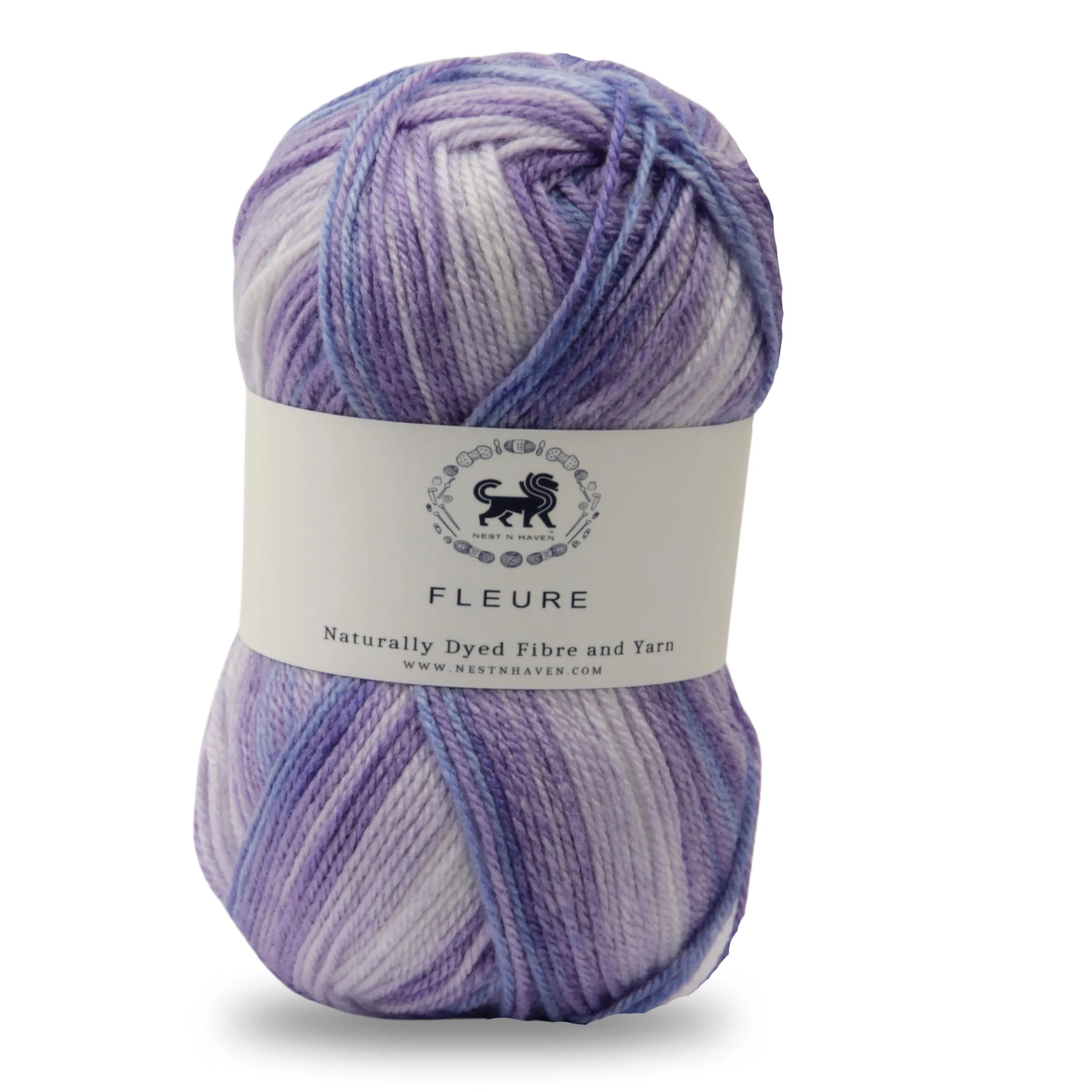 Nestnhaven Acrowools Fleure Hand Knitting and Crochet Yarn. Pack of 1 Ball - 100gms. Shade no - NNHF009, Purple , white