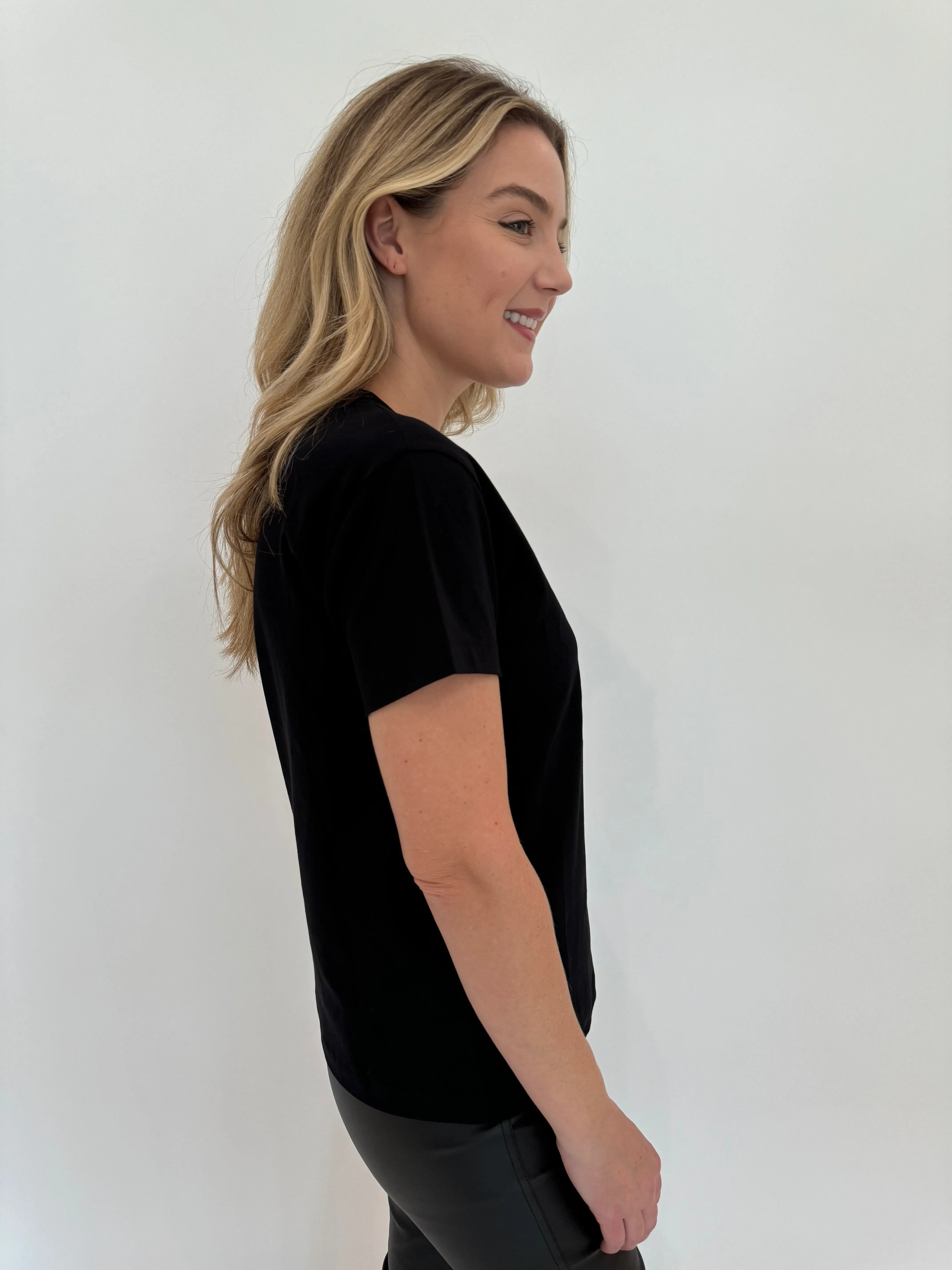 Niki Black Short Sleeve Crew Tee - Good Morning