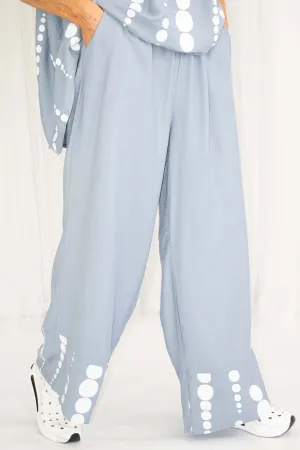 Polly Palazzo Trouser in Powder Blue Circle Print