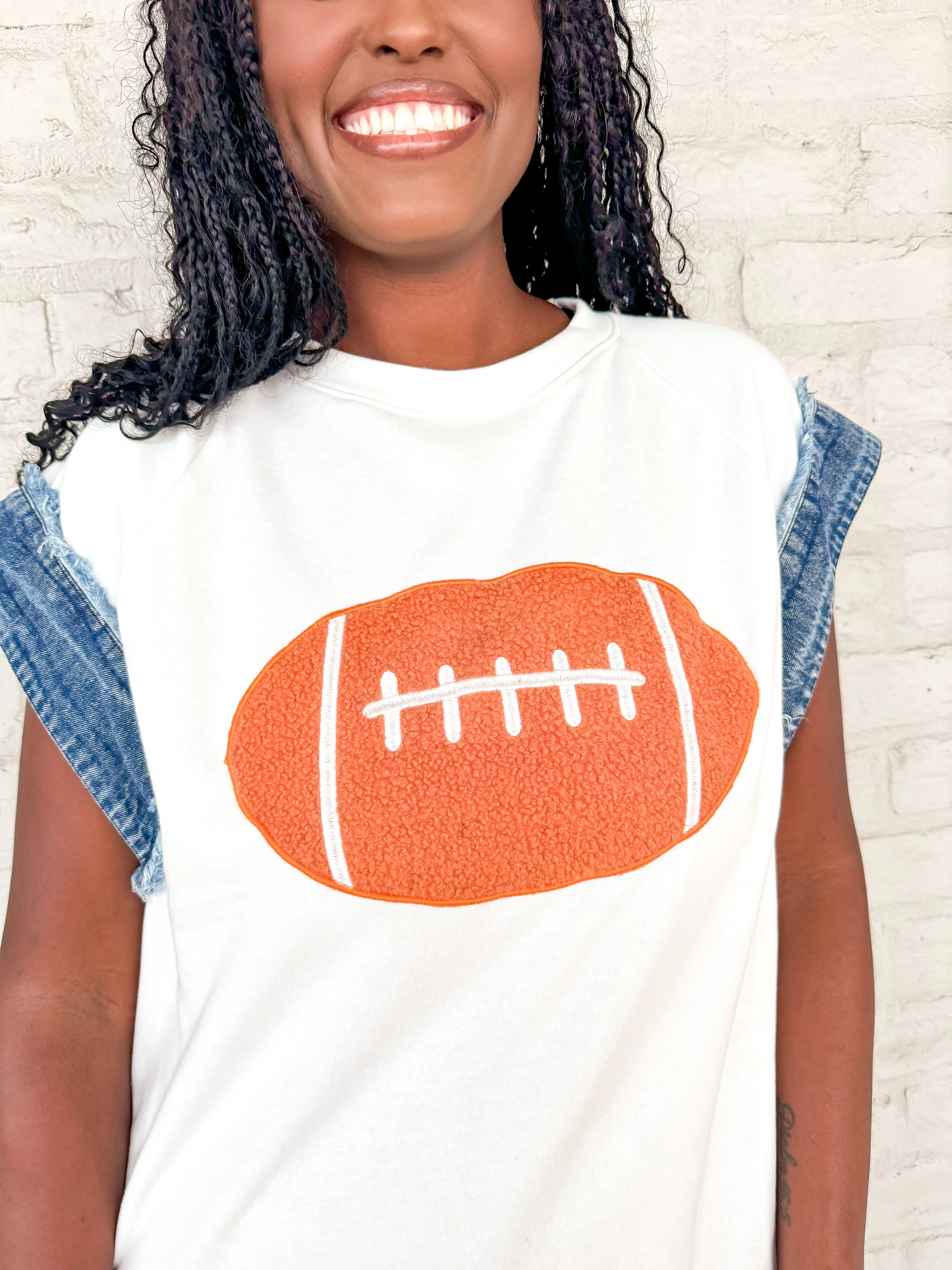 Queen Of Give Me A Touchdown Top White