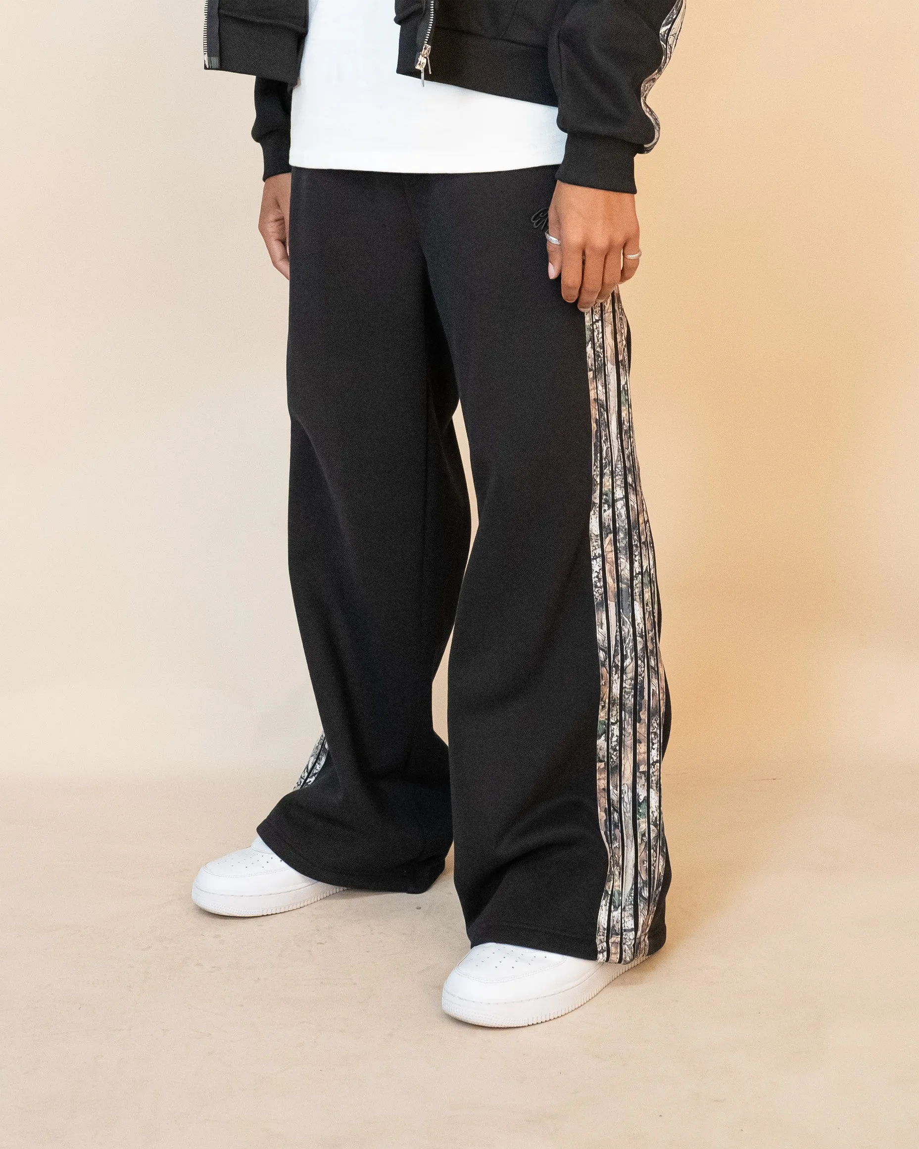 REAL CAMO STRIPED BAGGY PANTS - BLACK