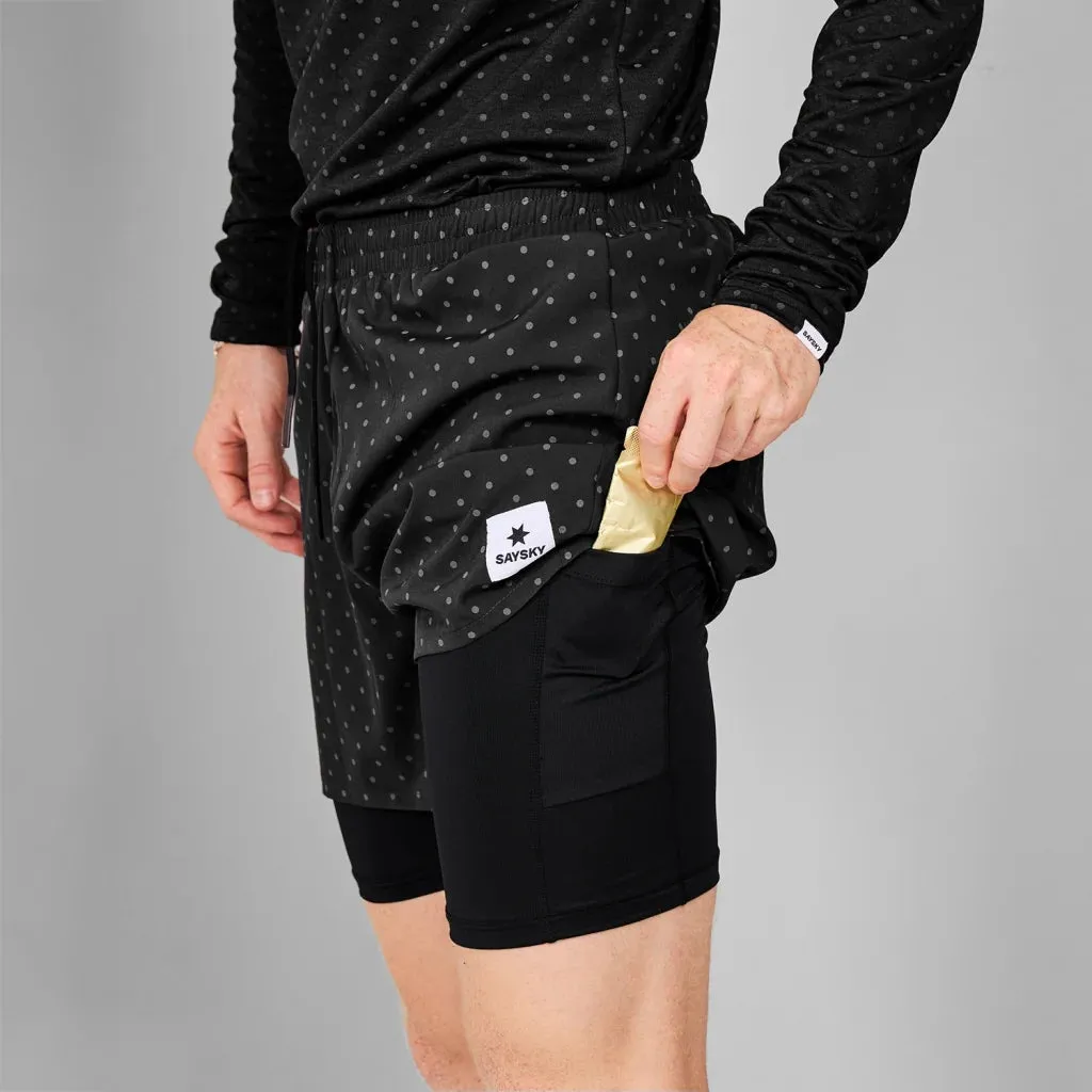 SAYSKY Men's Polka 2 In 1 5 Inch Pace Shorts Black