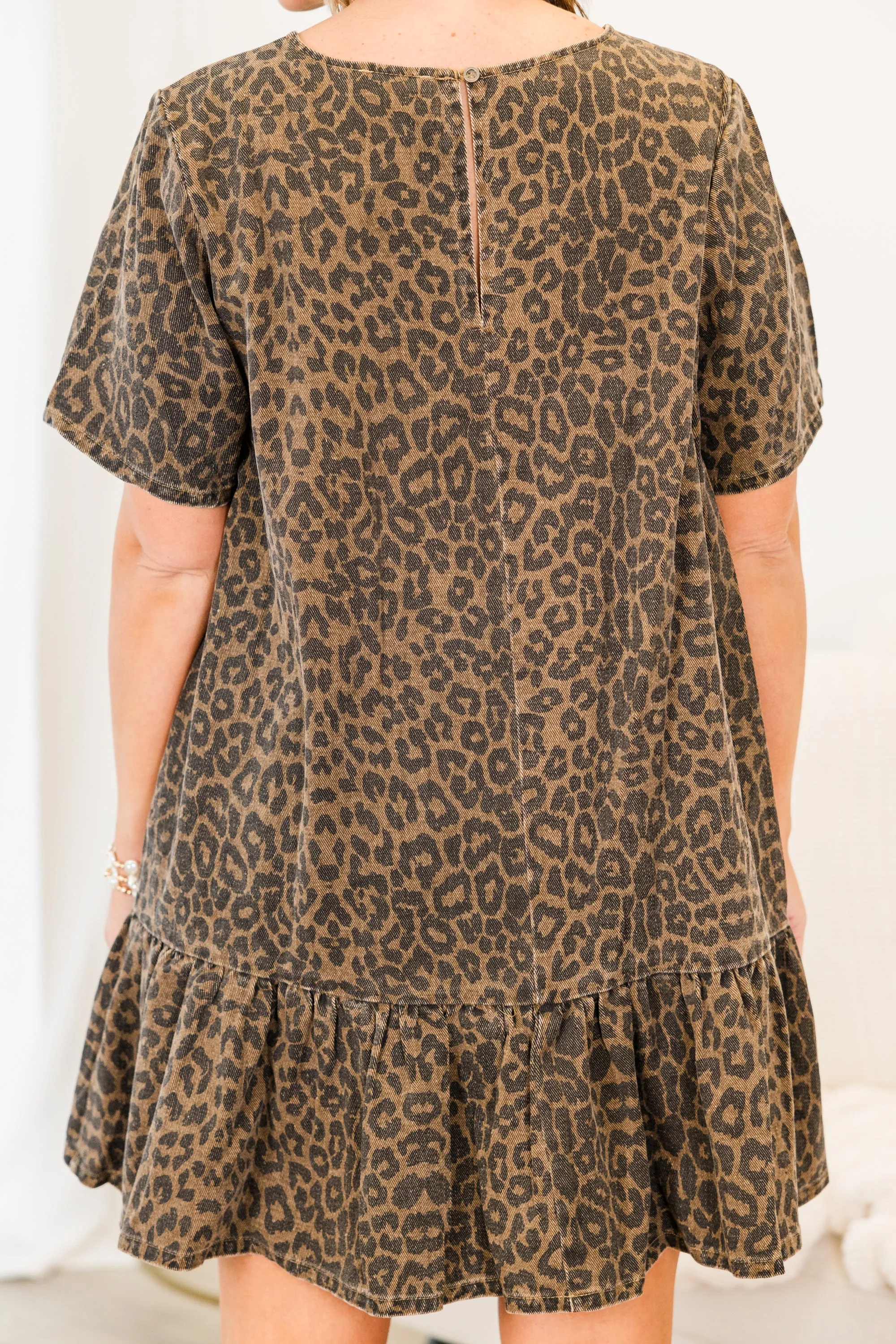 Spots And Dots Dress, Washed Brown