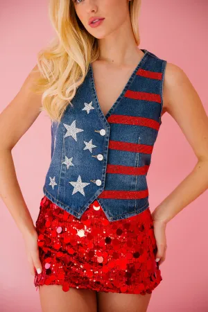 STAR SPANGLED DENIM VEST