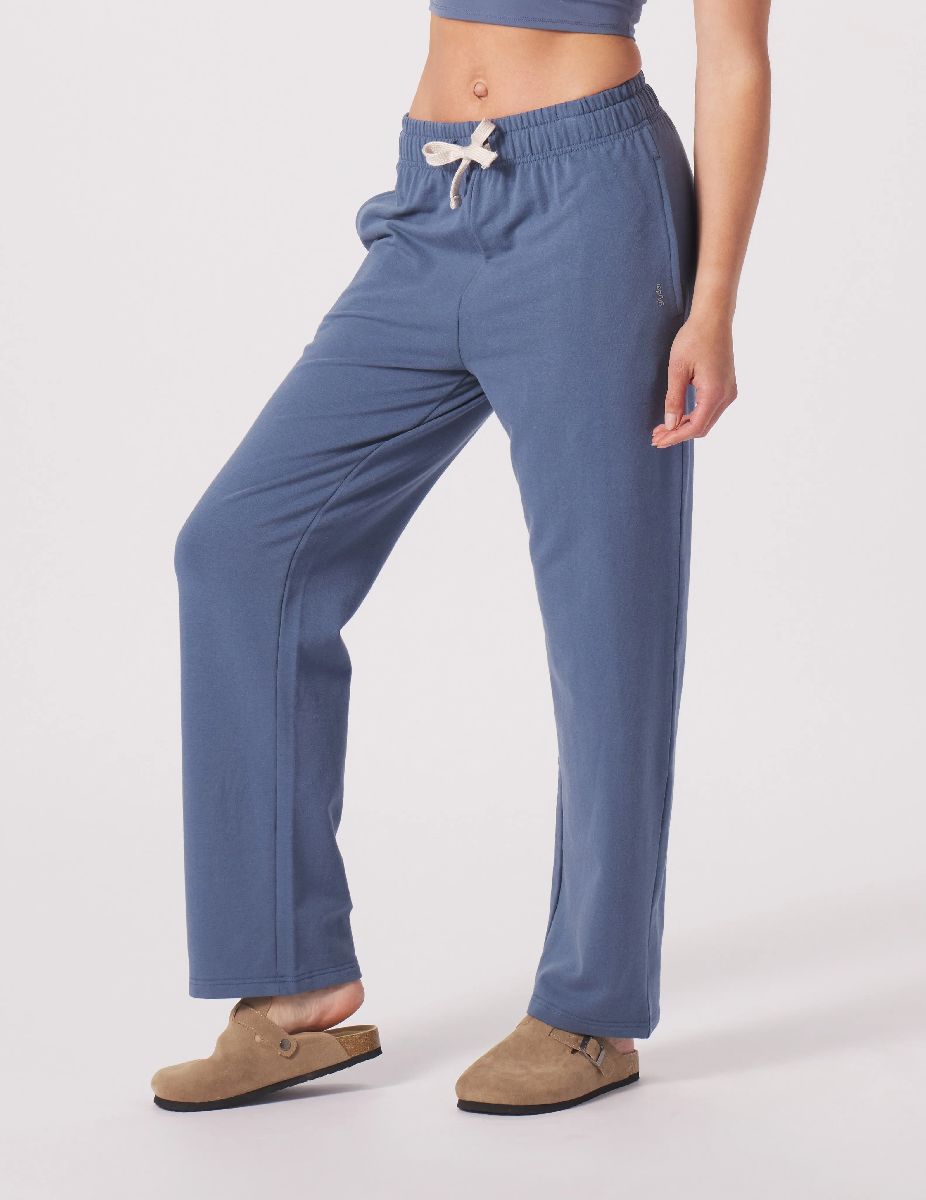 Straight Leg Sweatpant: Washed Blue