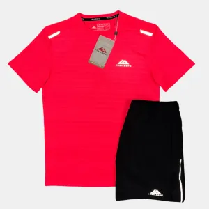 Trailberg Cloud T-Shirt / Shorts Set - Crimson / Black