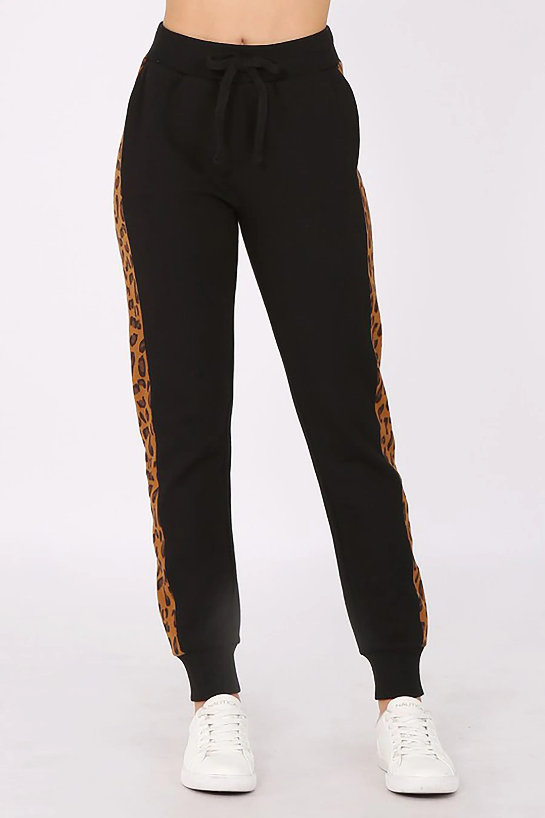 Women's Leopard Print Stripe Jogger Sweatpants